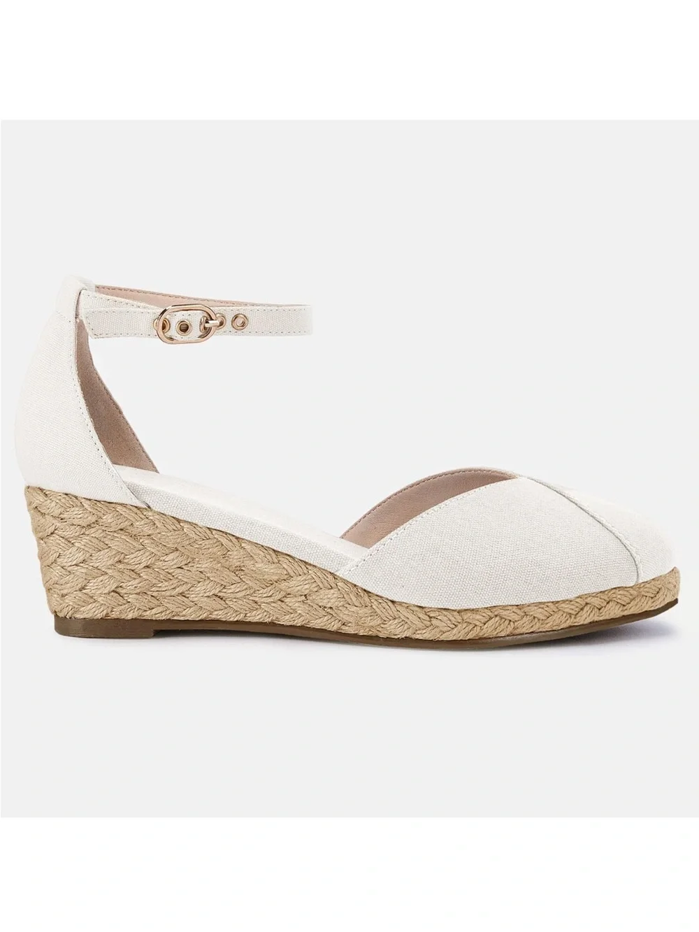 Juliet Holly NWOT Ankle-Strap Espadrille Wedge in White
